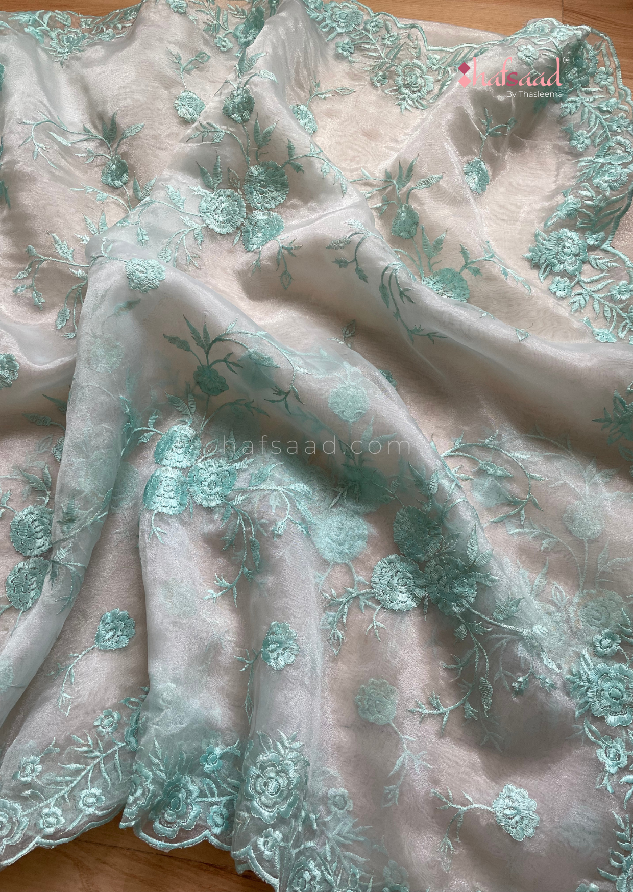 Aayushi- Organza saree (Pastel turquoise)