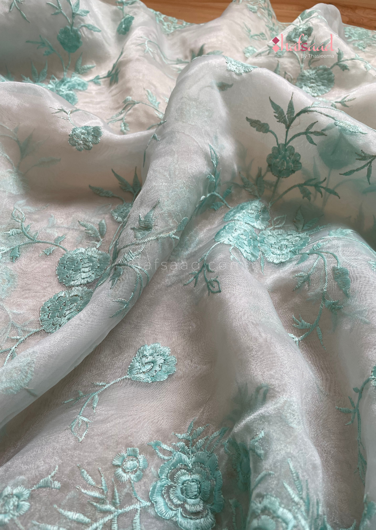 Aayushi- Organza saree (Pastel turquoise)