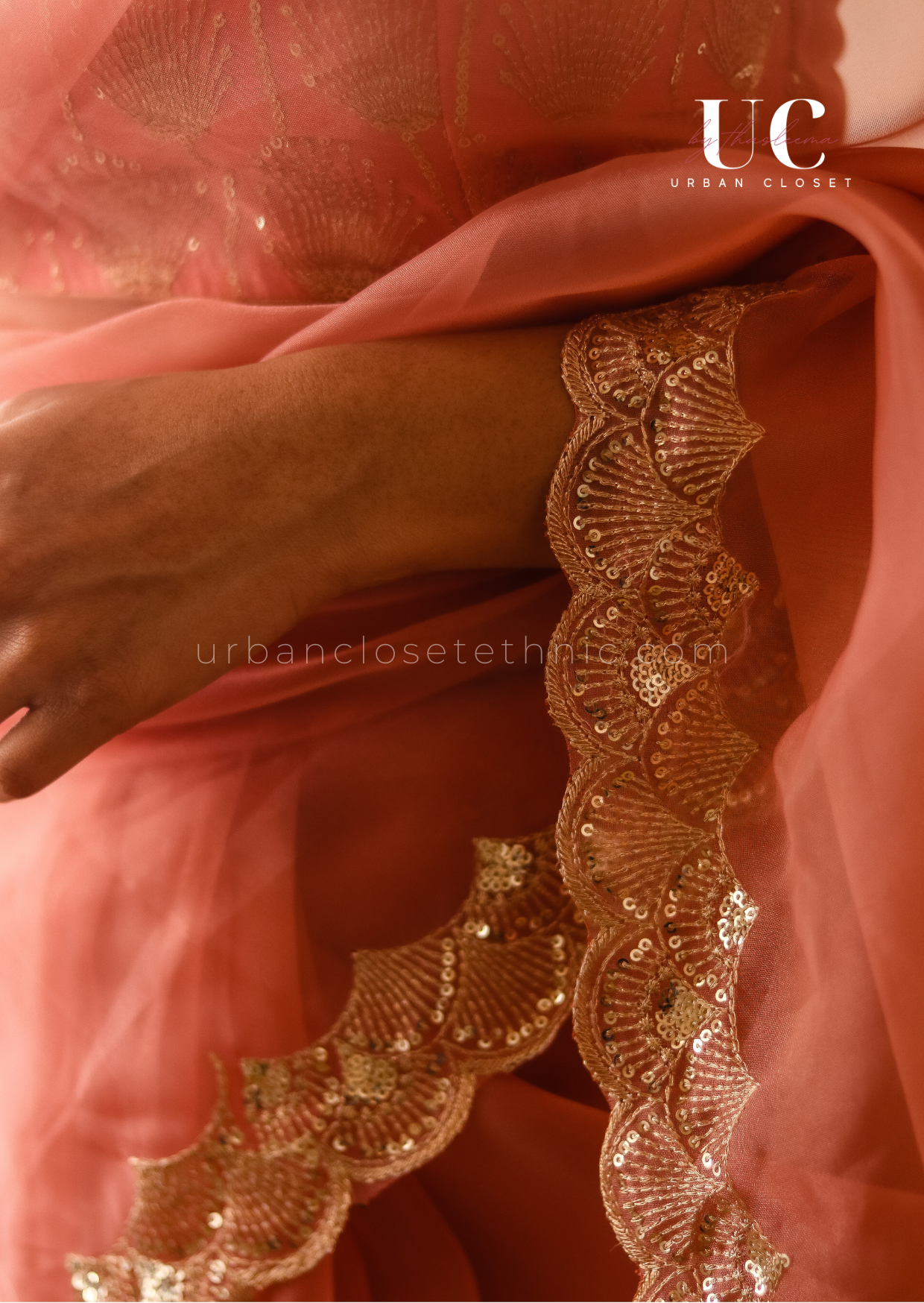 Peached- Organza saree