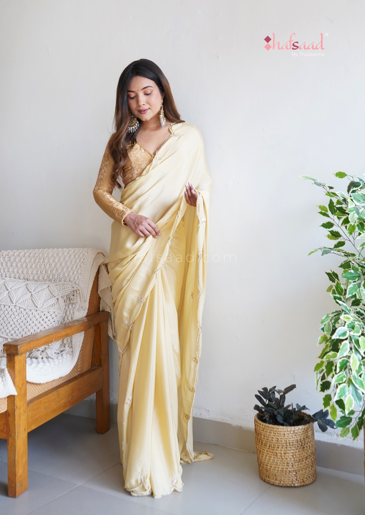 Isha Handwork saree- Ready to wear (Beige)