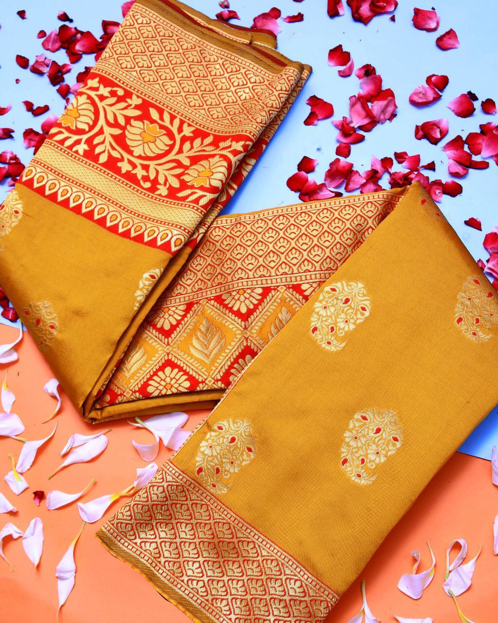 HALDI- Faux silk saree