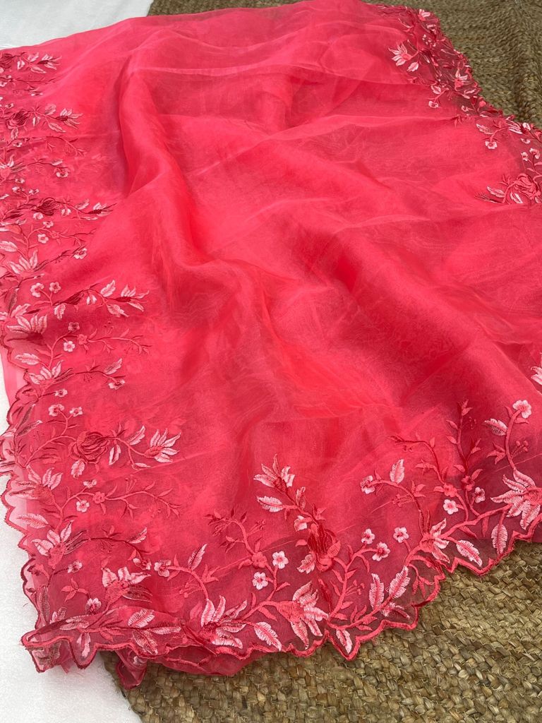 CARMINE-Organza saree