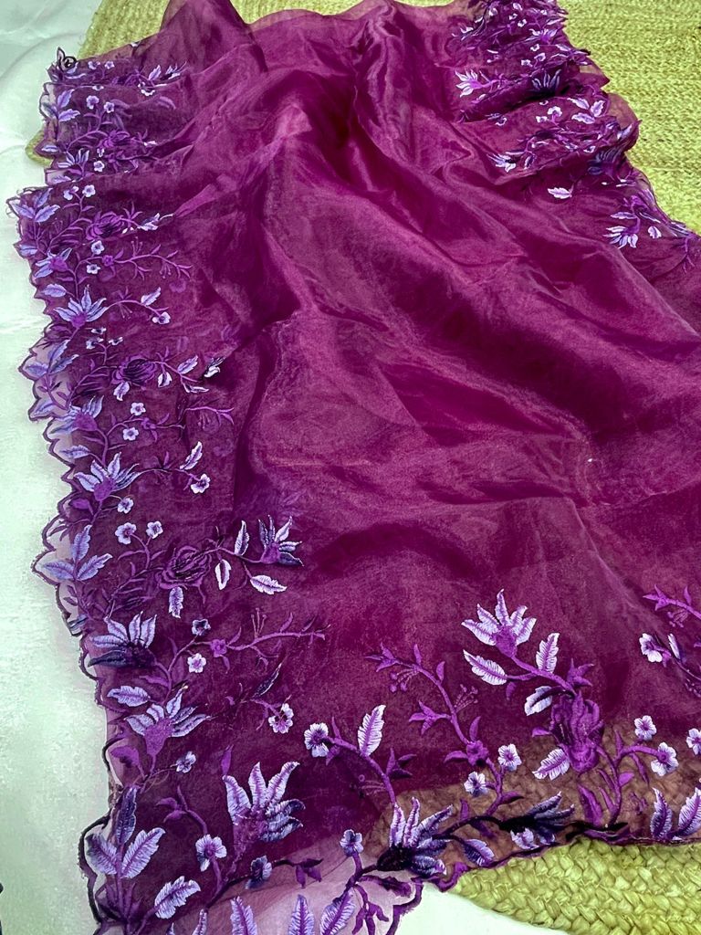 CARMINE-Organza saree